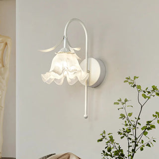 Elegant Floral White Glass Shade Metal Wall Sconce Zawala Image - 4