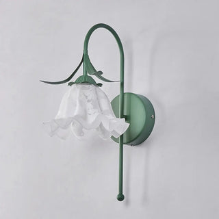 Elegant Floral White Glass Shade Metal Wall Sconce Zawala Image - 8
