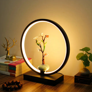 Elegant Lotus Black Geometric Frame Decor Table Lamp Zawala Image - 1