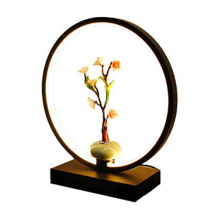 Elegant Lotus Black Geometric Frame Decor Table Lamp Zawala Image - 15