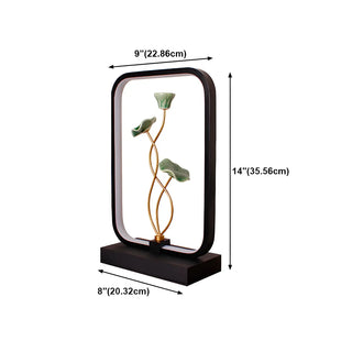 Elegant Lotus Black Geometric Frame Decor Table Lamp Zawala Image - 23