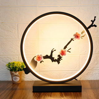 Elegant Lotus Black Geometric Frame Decor Table Lamp Zawala Image - 6