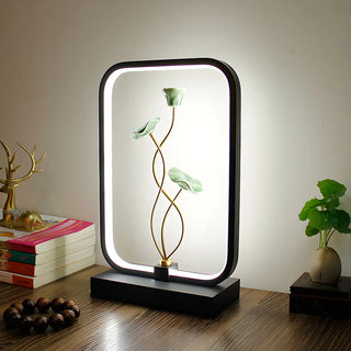 Elegant Lotus Black Geometric Frame Decor Table Lamp Zawala Image - 9