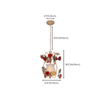 ZOWALA - Elegant Dining Room Red Mini Floral Metal Pendant Light #size