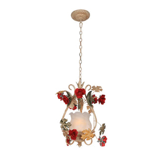 ZOWALA - Elegant Dining Room Red Mini Floral Metal Pendant Light Image - 3