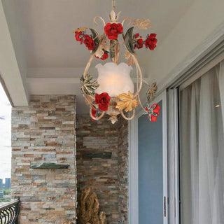 ZOWALA - Elegant Dining Room Red Mini Floral Metal Pendant Light Image - 9