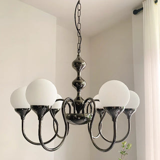 ZOWALA - Elegant Modern Black Scroll Globe Glass Chandelier