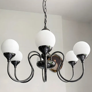 ZOWALA - Elegant Modern Black Scroll Globe Glass Chandelier