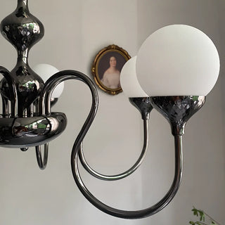 ZOWALA - Elegant Modern Black Scroll Globe Glass Chandelier