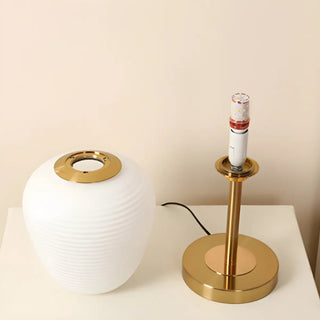 Simple White Oval Glass Lantern Bedside Table Lamp Zawala Image - 13