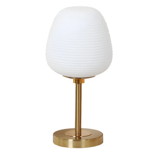 Simple White Oval Glass Lantern Bedside Table Lamp Zawala Image - 16