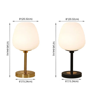 Simple White Oval Glass Lantern Bedside Table Lamp Zawala #size