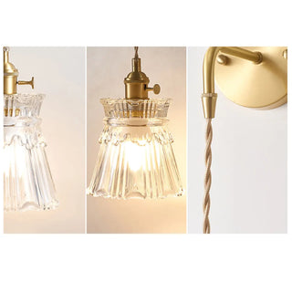 Vintage Clear Glass Shade Gold Pendant Wall Sconce Zawala Image - 18