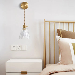 Vintage Clear Glass Shade Gold Pendant Wall Sconce Zawala Image - 3
