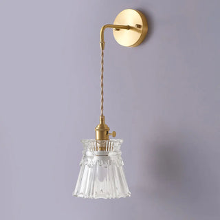 Vintage Clear Glass Shade Gold Pendant Wall Sconce Zawala Image - 4