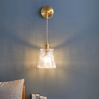 Vintage Clear Glass Shade Gold Pendant Wall Sconce Zawala Image - 7