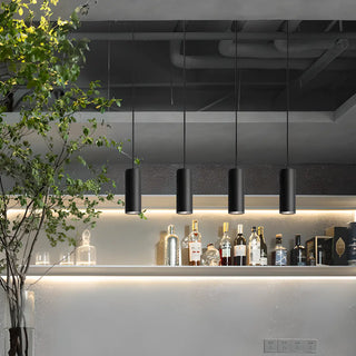 Elegant Pendant Light with Glassy Shade, Cylindrical Container Fixture, and Aluminum Material Zawala Image - 1