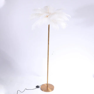 Elegant Pink Feather and Gold Stand Metal Floor Lamp Zawala Image - 11