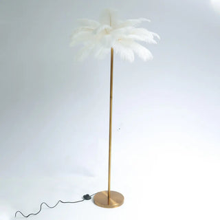 Elegant Pink Feather and Gold Stand Metal Floor Lamp Zawala Image - 12