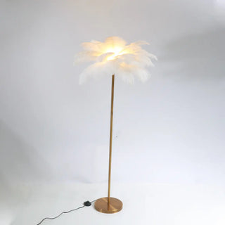 Elegant Pink Feather and Gold Stand Metal Floor Lamp Zawala Image - 13