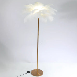 Elegant Pink Feather and Gold Stand Metal Floor Lamp Zawala Image - 14