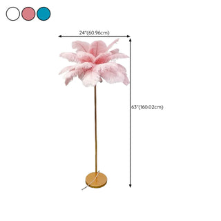 Elegant Pink Feather and Gold Stand Metal Floor Lamp Zawala #size