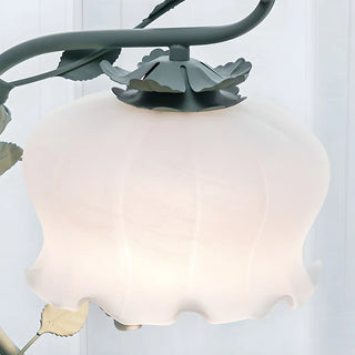  Artistic Elegant Rose Glass Shade Metal Base Table Lamp Zawala Image - 10