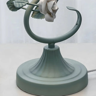  Artistic Elegant Rose Glass Shade Metal Base Table Lamp Zawala Image - 12