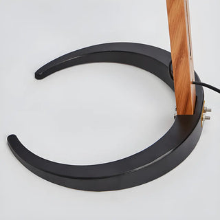 Elegant Curved Wooden Floor Lamp with Pleated Shade Zawala Image - 5