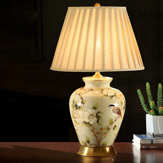 ZOWALA - Modern Pleated Fabric Ceramic Table Lamp Image - 1