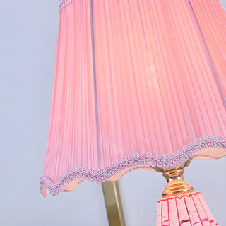 Stylish Pleated Fabric Shade Glass Geometric Table Lamp Zawala Image - 12