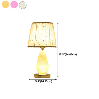 Stylish Pleated Fabric Shade Glass Geometric Table Lamp Zawala #size