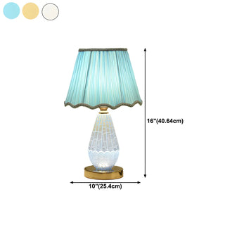 Stylish Pleated Fabric Shade Glass Geometric Table Lamp Zawala Image - 15