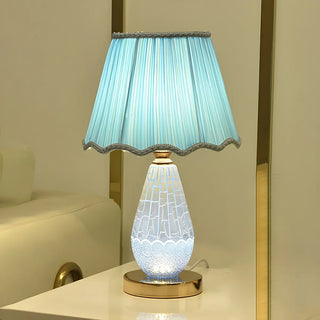 Stylish Pleated Fabric Shade Glass Geometric Table Lamp Zawala Image - 4