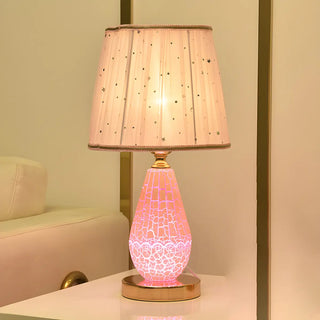 Stylish Pleated Fabric Shade Glass Geometric Table Lamp Zawala Image - 7