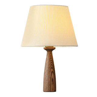 White Elegant Pleated Fabric Lampshade Wooden Table Lamp Zawala Image - 13