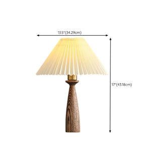 White Elegant Pleated Fabric Lampshade Wooden Table Lamp Zawala #size