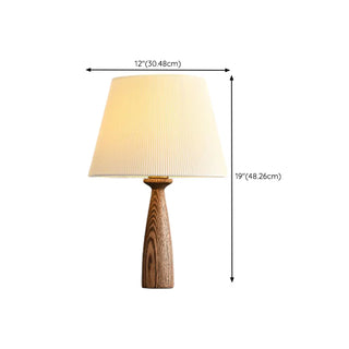 White Elegant Pleated Fabric Lampshade Wooden Table Lamp Zawala Image - 15