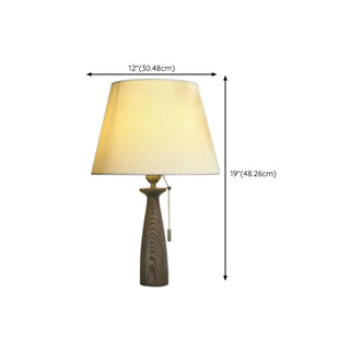White Elegant Pleated Fabric Lampshade Wooden Table Lamp Zawala Image - 17