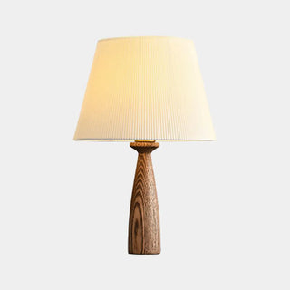 White Elegant Pleated Fabric Lampshade Wooden Table Lamp Zawala Image - 6
