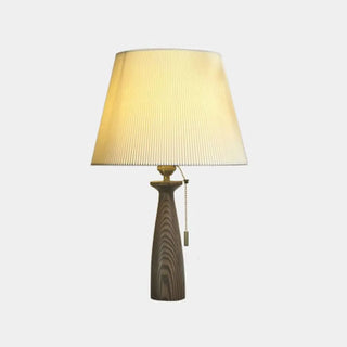 White Elegant Pleated Fabric Lampshade Wooden Table Lamp Zawala Image - 7