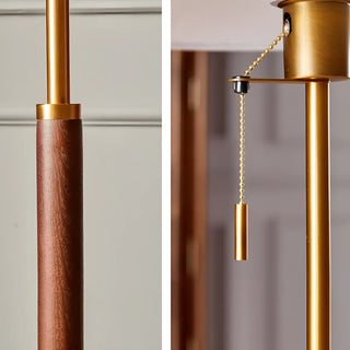 Elegant Pleated Wooden Floor Lamp with Pull Chain Zawala Image - 7