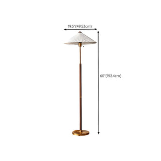 Elegant Pleated Wooden Floor Lamp with Pull Chain Zawala #size
