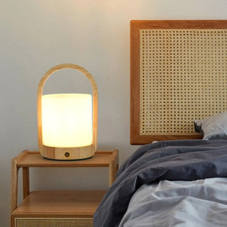 ZOWALA - Elegant Portable Rechargeable Wooden Frame Table Lamp Image - 1