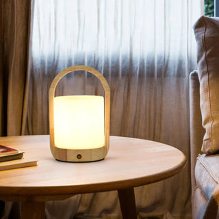 ZOWALA - Elegant Portable Rechargeable Wooden Frame Table Lamp Image - 3