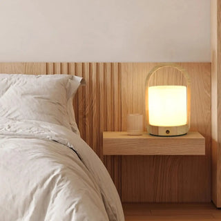 ZOWALA - Elegant Portable Rechargeable Wooden Frame Table Lamp Image - 4