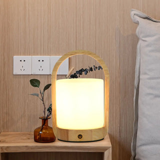 ZOWALA - Elegant Portable Rechargeable Wooden Frame Table Lamp Image - 8