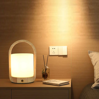ZOWALA - Elegant Portable Rechargeable Wooden Frame Table Lamp Image - 9