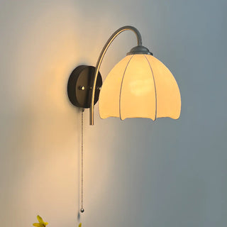 Trendy Cone Wood Wall Sconce with Pull Chain Switch Zawala Image - 2