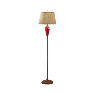 Retro Red Urn Porcelain and Cylinder Fabric Floor Lamp Zawala Image - 6